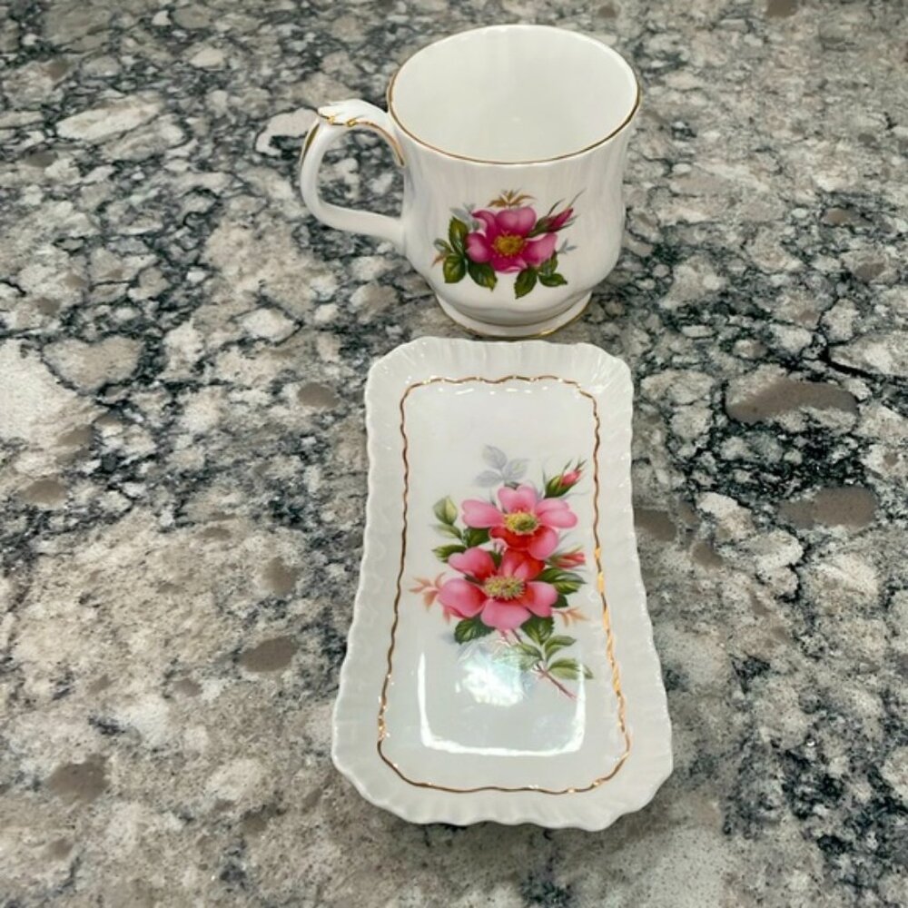 Vintage 1970s Royal Adderley Fine Bone China Prairie rose